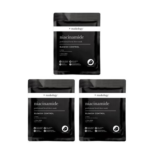 3PK Maskology Niacinamide Professional Sheet Mask Blemish Control Anti-Ageing