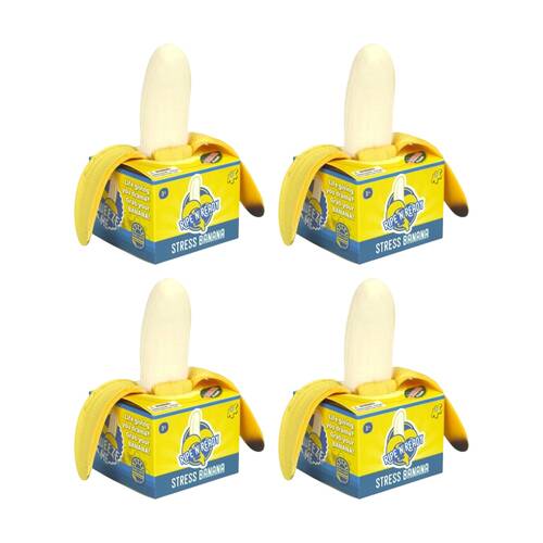 4x Bubblegum Stuff Ripe N Ready Banana Squeezable Stress Reliever Toy 3Y+ Yellow