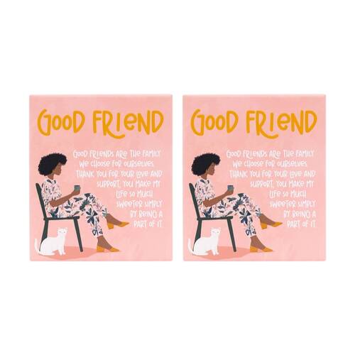2PK Splosh Billie Good Friends Verse Ceramic W/ Hook & Stand Pink 12x14x1cm