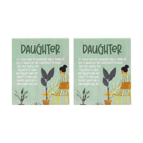 2PK Splosh Billie Daughter Verse Ceramic W/ Hook & Stand Green 12x14x1cm
