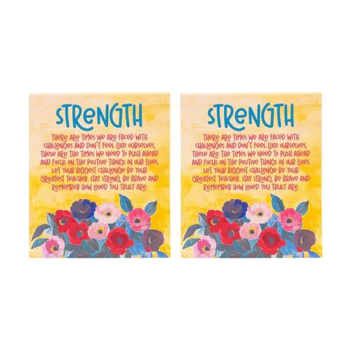2PK Splosh Billie Strength Verse Ceramic W/ Hook & Stand Yellow Blue 12x14x1cm