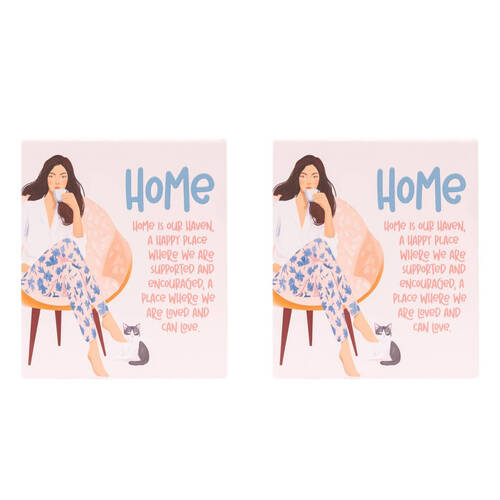 2PK Splosh Billie Home Verse Ceramic W/ Hook & Stand Pink 12x14x1cm
