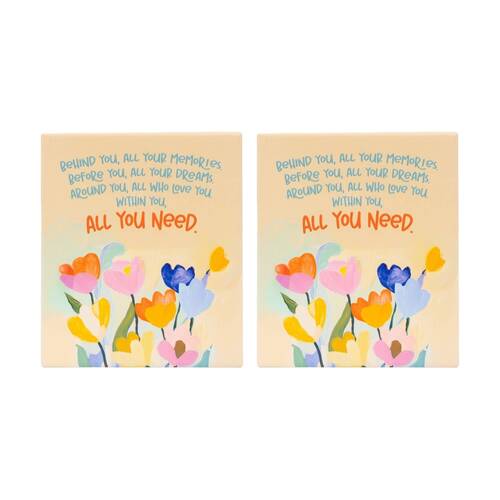 2PK Splosh Billie All You Need Verse Ceramic W/ Hook Stand Yellow Blue 12x14x1cm