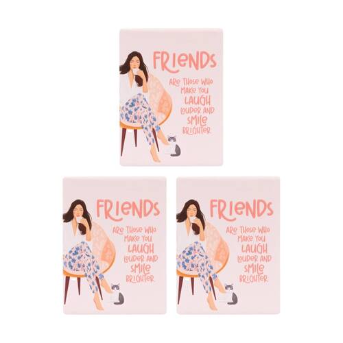 3PK Splosh Billie Friends Ceramic Magnet Embossed Pink 6x8x0.5cm