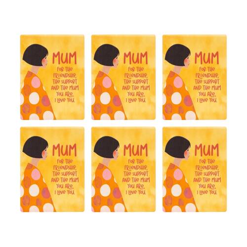 6PK Splosh Billie Mum Ceramic Magnet Fridge Embossed Yellow 6x8x0.5cm