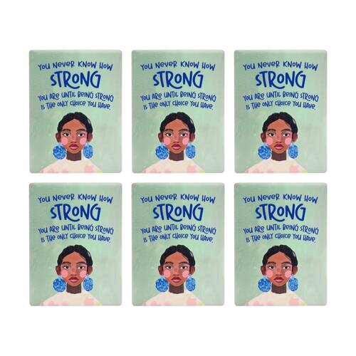 6PK Splosh Billie Strong Ceramic Magnet Embossed Green Blue 6x8x0.5cm