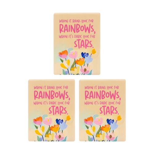 3PK Splosh Billie Rainbows Ceramic Magnet Embossed Yellow Pink 6x8x0.5cm