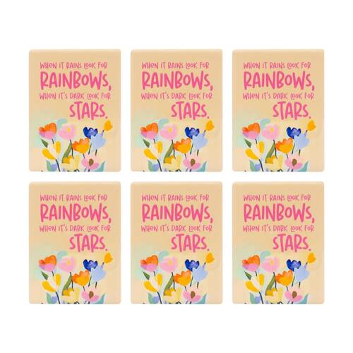 6PK Splosh Billie Rainbows Ceramic Magnet Embossed Yellow Pink 6x8x0.5cm