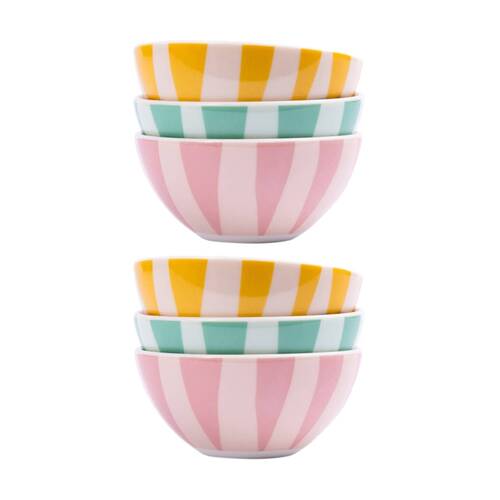 2x 3pc Splosh Billie Dipping Bowls Ceramic Decor Multi-Colour 10cm