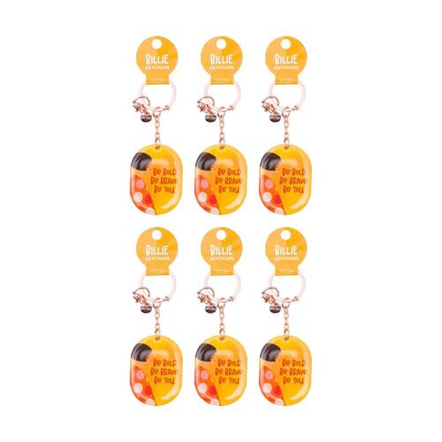 6PK Splosh Billie Be Bold Keychain Acrylic Epoxy Tassel Yellow 11.5x4.5cm