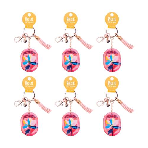 6PK Splosh Billie Fearless Hearts Keychain Tassel Pink 11.5x4.5cm
