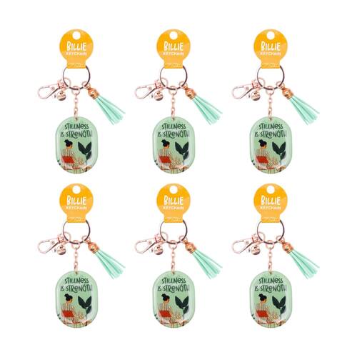 6PK Splosh Billie Strength Keychain Acrylic Epoxy Tassel Green 11.5x4.5cm