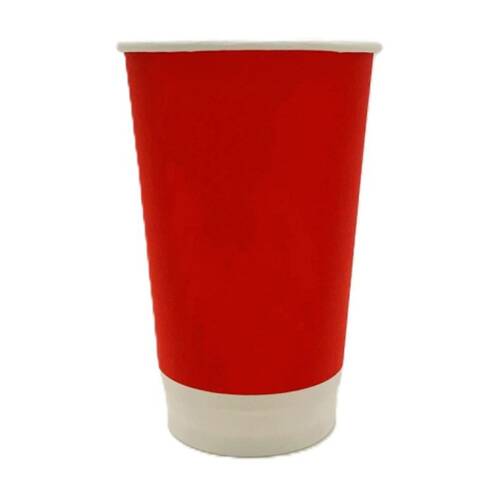 20x 15pc Partyware FSC PLA Single Wall Paper Cups Set Disposable 450ml Red