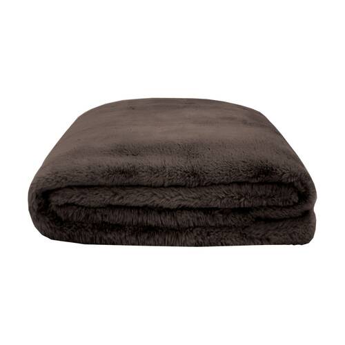 Bambury Frida Warm Soft Faux Fur Throw Blanket Chocolate 150x200cm