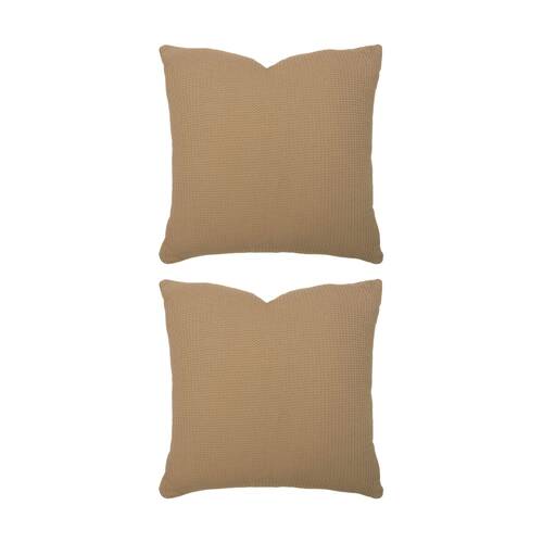 2PK Bambury Milo Waffle Weave Cotton Square Cushion Throw Pillow Chai 50x50cm