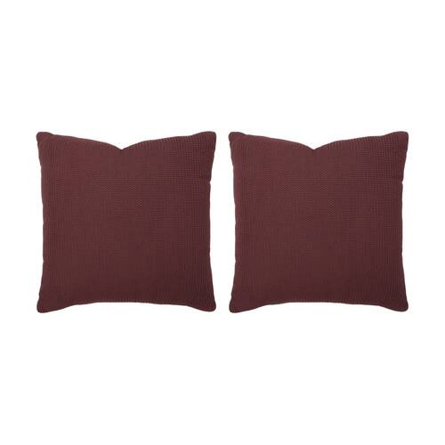 2PK Bambury Milo Waffle Weave Cotton Square Cushion Throw Pillow Sangria 50x50cm