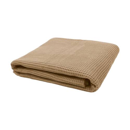Bambury Milo Waffle Weave Cotton Throw Blanket Soft Textured Chai 130x200cm