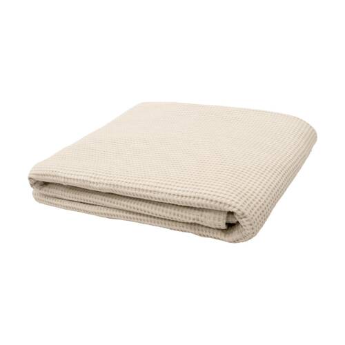 Bambury Milo Waffle Weave Cotton Throw Blanket Soft Textured Stone 130x200cm