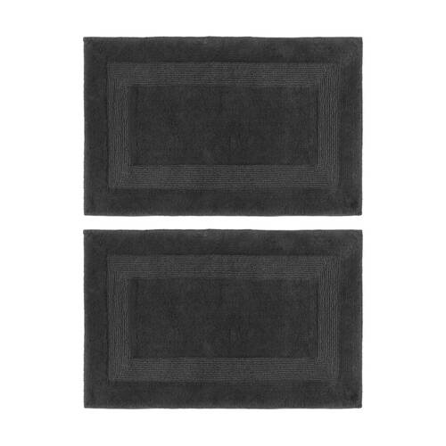 2PK Nautica Sandy Bay Tufted Cotton Bathroom Decor Bath Mat 61x43cm Charcoal