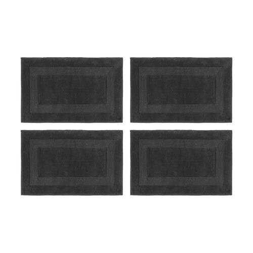 4PK Nautica Sandy Bay Tufted Cotton Bathroom Decor Bath Mat 61x43cm Charcoal