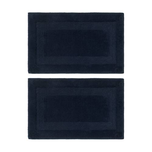 2PK Nautica Sandy Bay Tufted Cotton Decorative Bathroom Bath Mat 61x43cm Navy