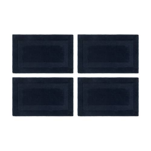 4PK Nautica Sandy Bay Tufted Cotton Decorative Bathroom Bath Mat 61x43cm Navy