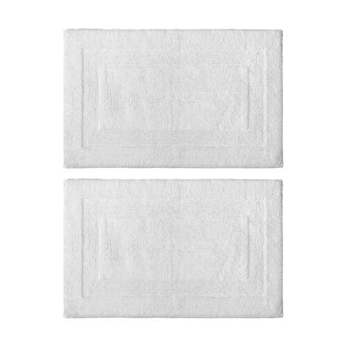 2PK Nautica Sandy Bay Tufted Cotton Decorative Bathroom Bath Mat 43x61cm White