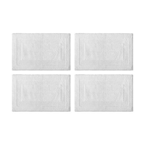 4PK Nautica Sandy Bay Tufted Cotton Decorative Bathroom Bath Mat 43x61cm White