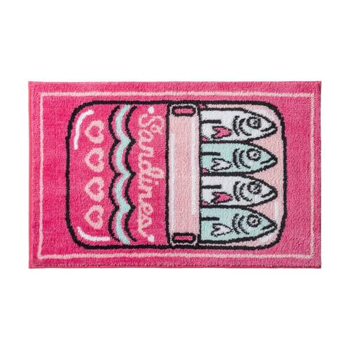 Betsey Johnson Sardines Bath Mat Non-Slip Machine Washable Hot Pink/Blue 50x80cm