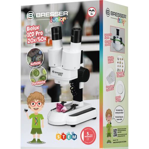 Bresser Junior?Incident And Transmitted Microscope LED Light 50x Binocular White