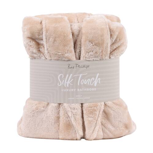Bas Phillips Silk Touch Polyester 300GSM Bath Robe Plain Frappe