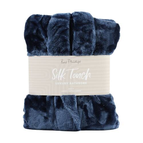 Bas Phillips Silk Touch Polyester 300GSM Bath Robe Plain Navy