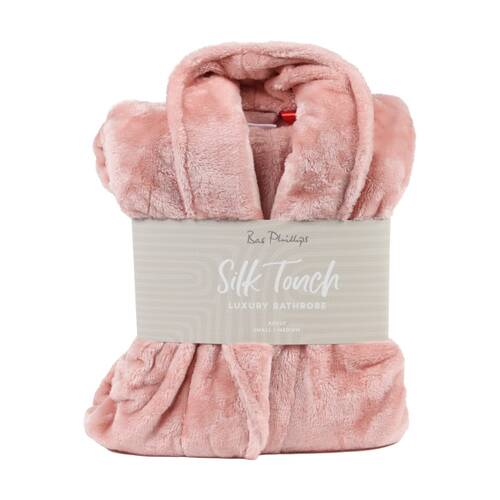 Bas Phillips Silk Touch Polyester 300GSM Bath Robe Plain Rose