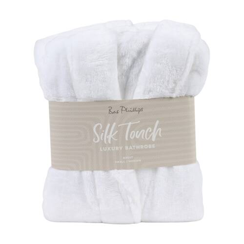 Bas Phillips Silk Touch Polyester 300GSM Bath Robe Plain White