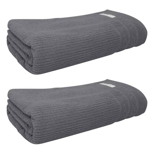 2x Bas Phillips Cairo Ribbed Towel Collection Cotton Bath Sheet 160cm Graphite