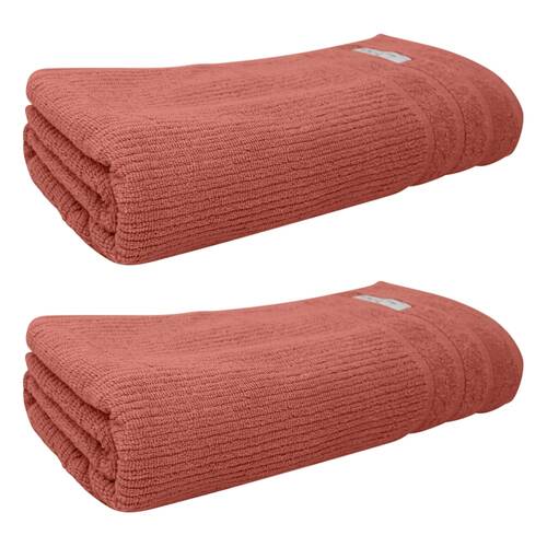 2x Bas Phillips Cairo Ribbed Towel Collection Cotton Bath Sheet 160cm Rose Mist