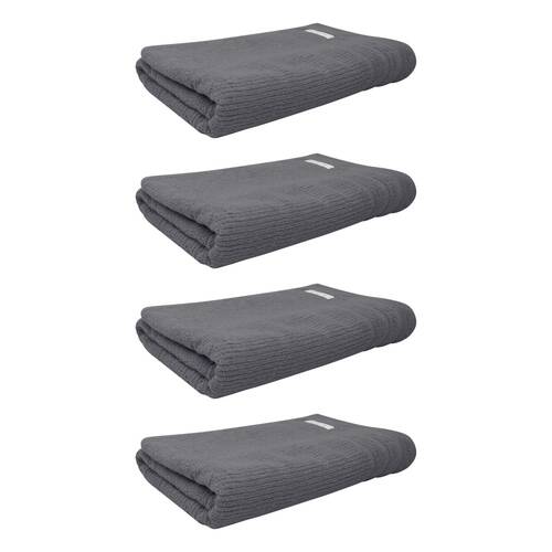 4x Bas Phillips Cairo Ribbed Collection Cotton Bath Towel 137x68cm Graphite
