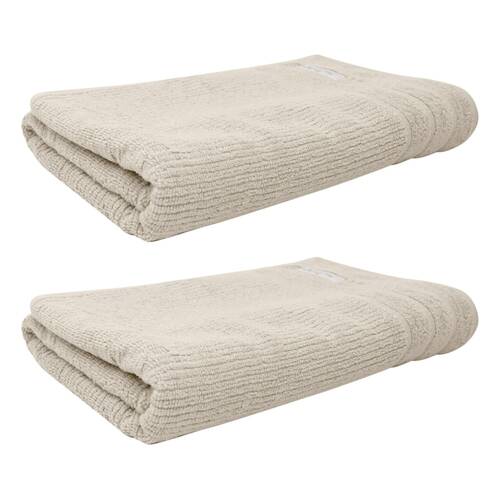 2x Bas Phillips Cairo Ribbed Collection Cotton Bath Towel 137x68cm Desert