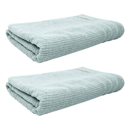 2x Bas Phillips Cairo Ribbed Collection Cotton Bath Towel 137x68cm Aqua Ice