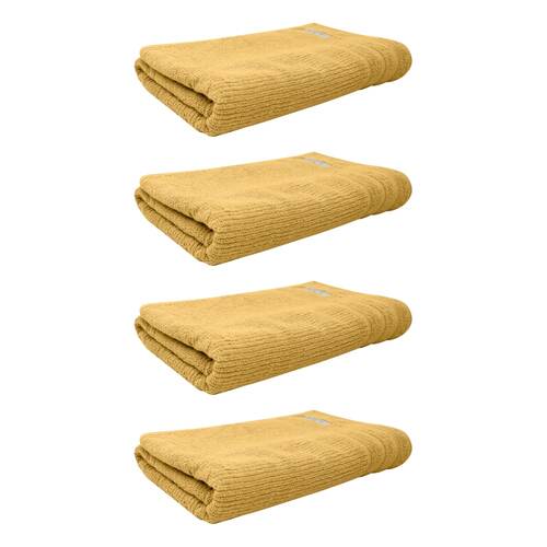 4x Bas Phillips Cairo Ribbed Collection Cotton Bath Towel 137x68cm Sunshine