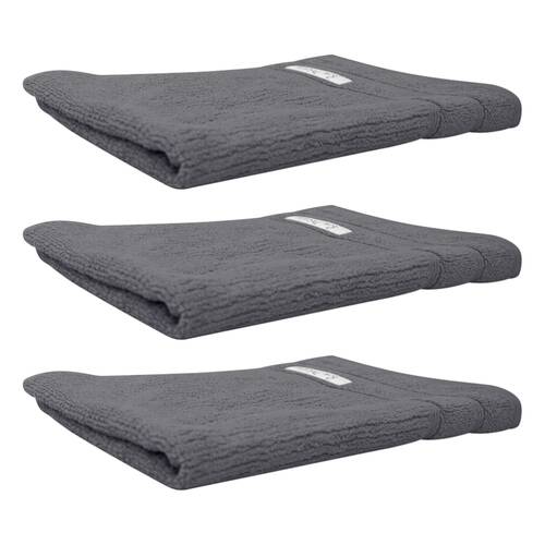 3x Bas Phillips Cairo Ribbed Collection Cotton Hand Towel 60x40cm Graphite