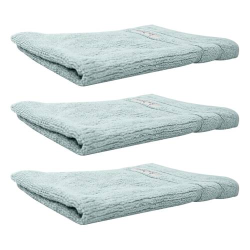 3x Bas Phillips Cairo Ribbed Collection Cotton Hand Towel 60x40cm Aqua Ice