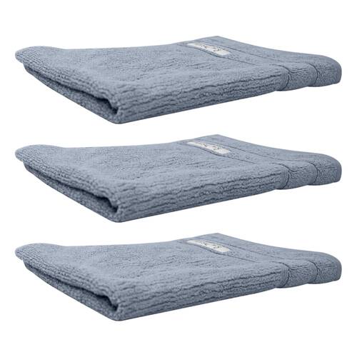3x Bas Phillips Cairo Ribbed Collection Cotton Hand Towel 60x40cm Mercury