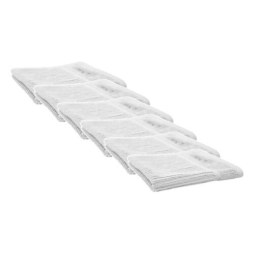 6x Bas Phillips Cairo Ribbed Towel Collection Cotton Face Washer 33cm White