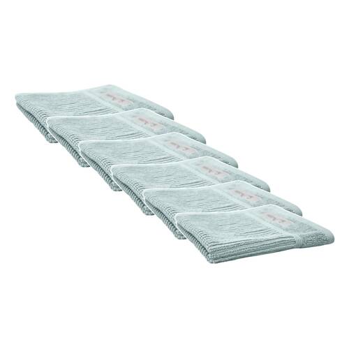 6x Bas Phillips Cairo Ribbed Towel Collection Cotton Face Washer 33cm Aqua Ice