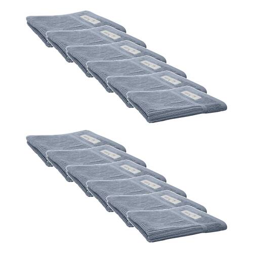 12x Bas Phillips Cairo Ribbed Towel Collection Cotton Face Washer 33cm Mercury