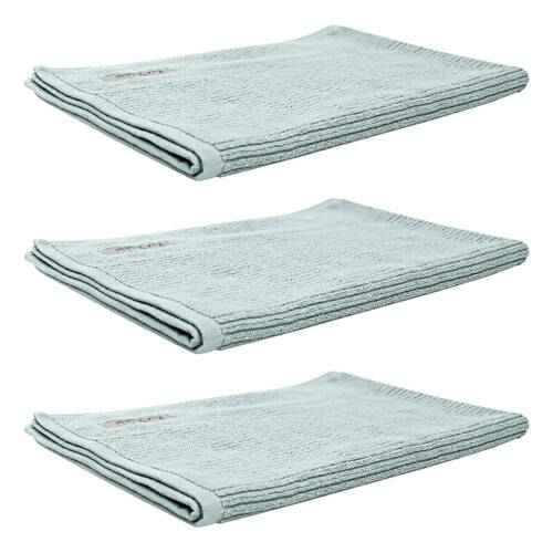 3x Bas Phillips Cairo Ribbed Towel Collection Cotton Bath Mat 78x48cm Aqua Ice