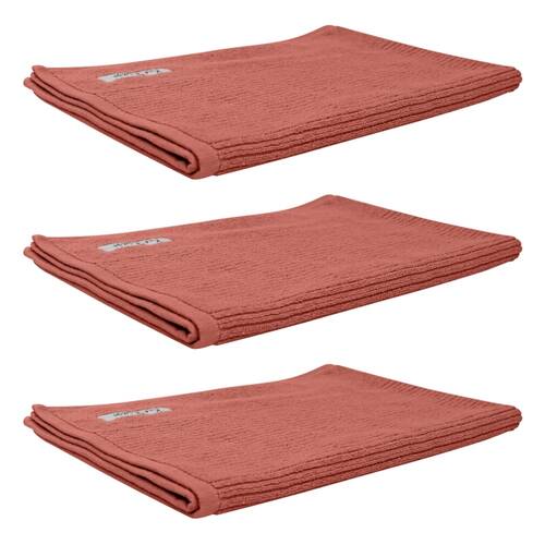3x Bas Phillips Cairo Ribbed Towel Collection Cotton Bath Mat 78x48cm Rose Mist