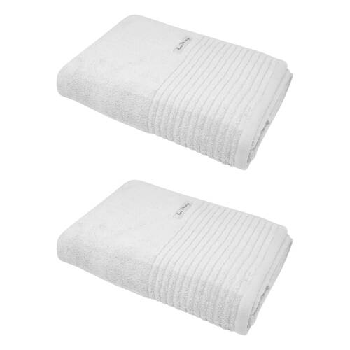 2x Bas Phillips Hayman Zero Twist Bath Sheet 600Gsm Cotton 160x80cm White