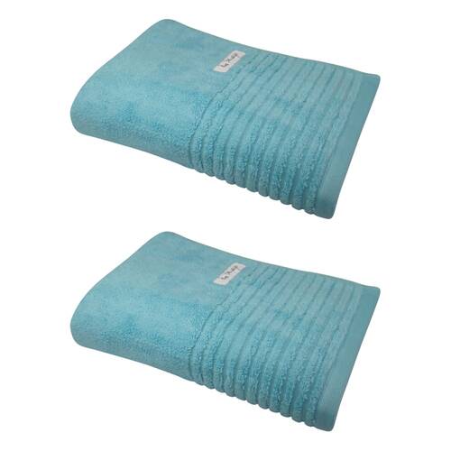 2x Bas Phillips Hayman Zero Twist Bath Towel 600Gsm Cotton 137x68cm Ocean